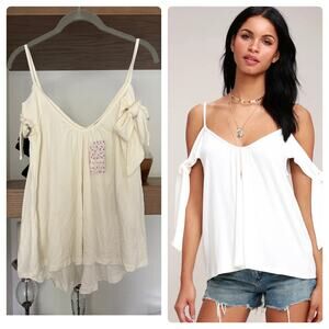 Free People Believe Me Cold-Shoulder Top in White